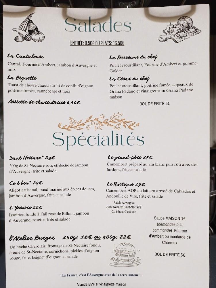 Restaurant l'ATELIER - Menu Image 1